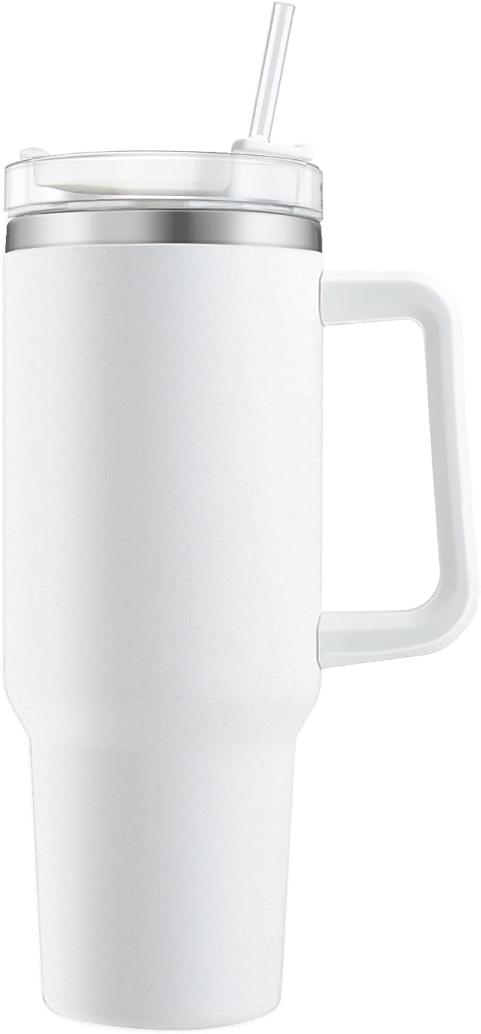 Thermobecher: mit Strohhalm, doppelwandig, aus Edelstahl, isoliert, 1200ml
